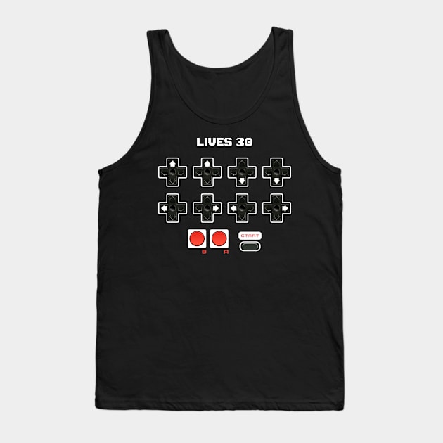 Contra Konami Code Cheat 30 Lives Retro Gamer Tank Top by Seaside Designs